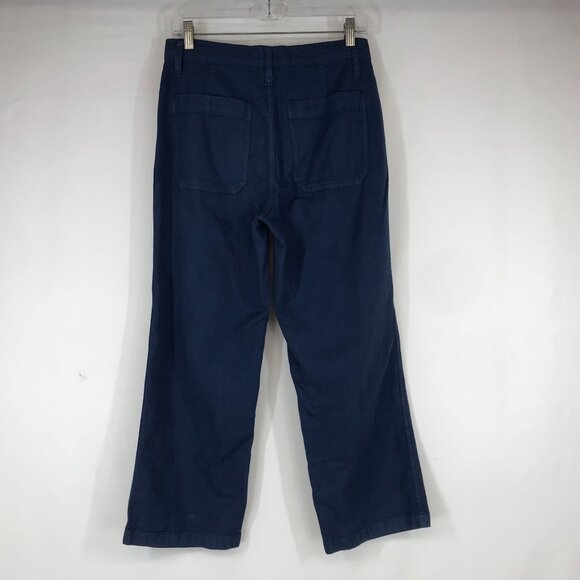 J. CREW - WOMEN'S 27 - NAVY COTTON BLEND SLIM WIDE LEG CROP PANTS - Picture 4 of 8